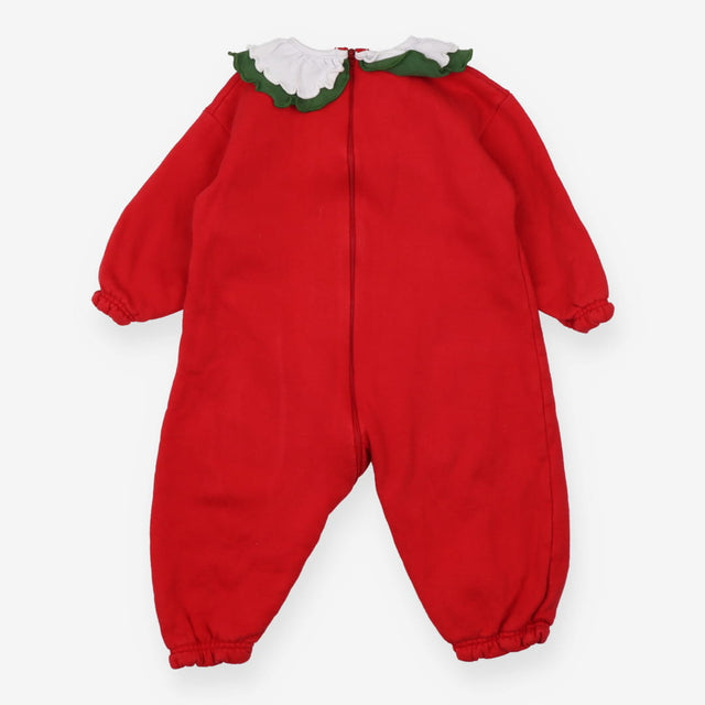 Romper red large green collar elves zip back