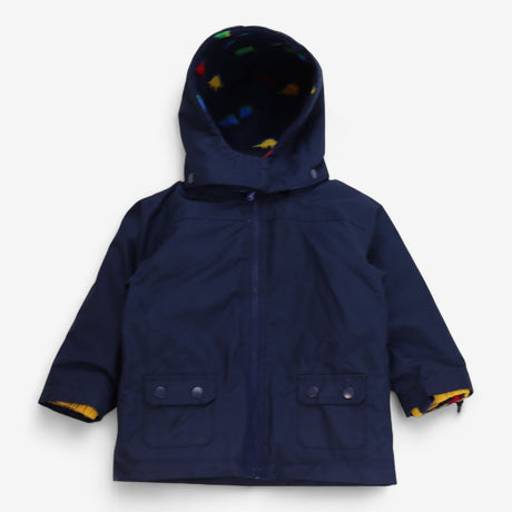 Raincoat navy detachable dinosaur fleece lined