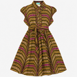 African Wax Print Ruffle Trim Cotton Midi Dress Mu