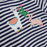 T-Shirt Long Sleeve Stripe with Llama and Rabbit