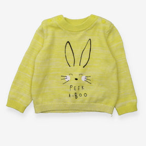 Neon yellow knit sweater peek-a-boo