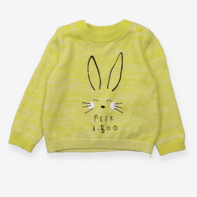 Neon yellow knit sweater peek-a-boo