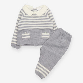 Mon caramel knit outfit grey and white