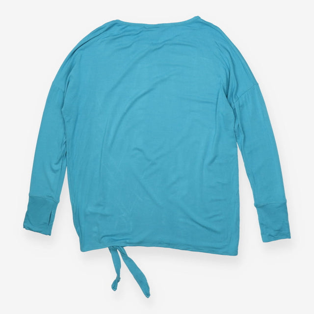 Tie hem long sleeve top in tobermory teal