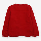 Red Cardigan with Red Buttons