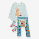Outfit LS tee legging socks 3pc blue rabbit