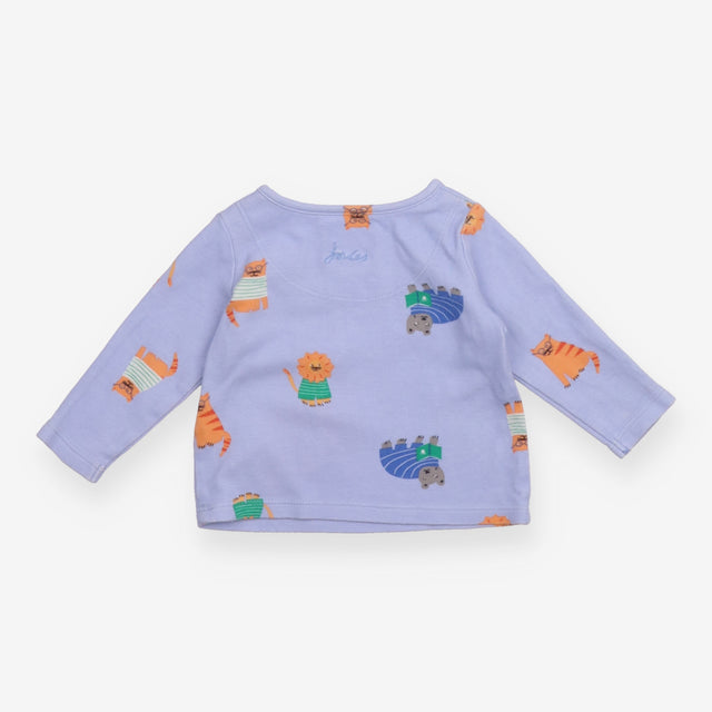 T-Shirt Long Sleeve Blue Cats and Lions