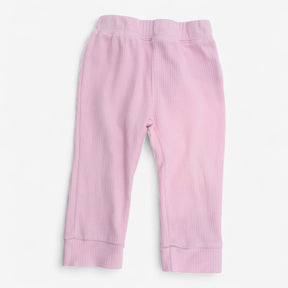 Pink cuffed jersey ribbed leggings