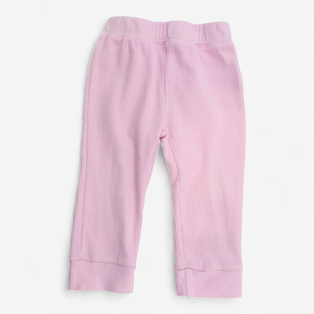 Pink cuffed jersey ribbed leggings