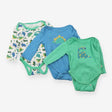 Bodysuit 3pc blue green dinos