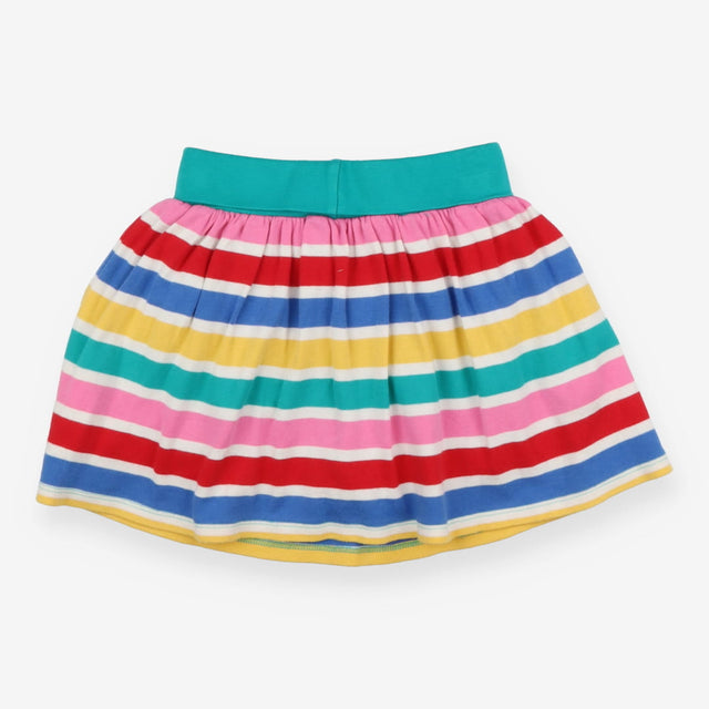 Skort coloured white stripes green waist