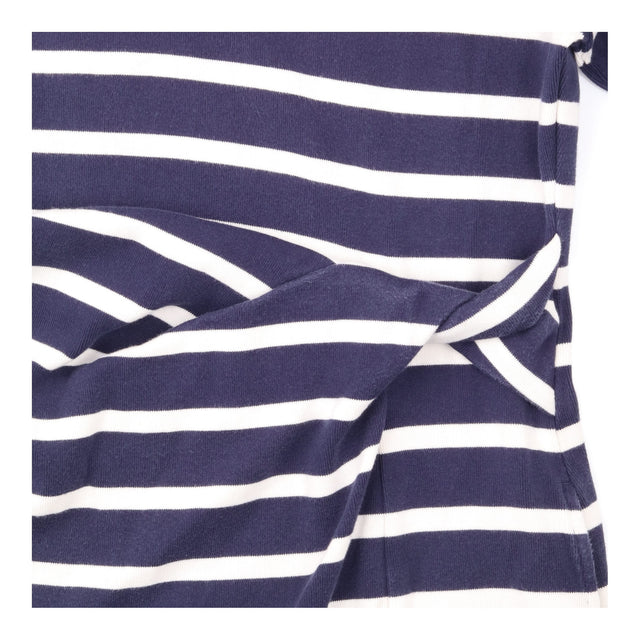 Jersey Dress Navy Cream Stripe Tie Waist