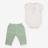 Outfit green spotty leggings collared bodysuit