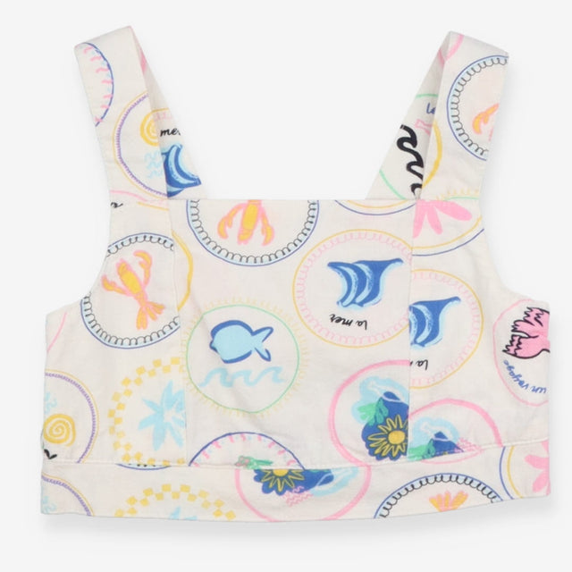 Seed Heritage Crop Top White Sea Theme