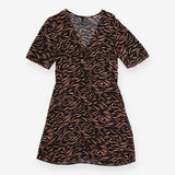 Animal Print Button Front Midi Dress Black Brown
