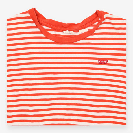 Red and White Striped Short Sleeve Cotton T-Shirt