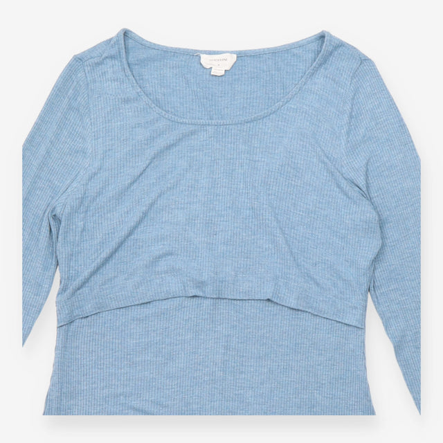 Slate Blue Ribbed Long Sleeve Maternity & Nursing 