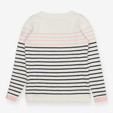Breton Stripe Sweater – Textured Knit with Pink Ac