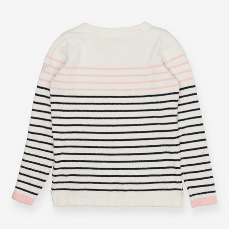 Breton Stripe Sweater – Textured Knit with Pink Ac