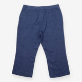 Linen Trousers Navy Cropped Wide Leg Tailored