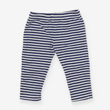 Navy and White Stripe Leggings - Hedgehog Applique