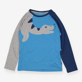 Tee Shirt Blue and Grey with Nessie making Bubbles