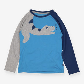 Tee Shirt Blue and Grey with Nessie making Bubbles