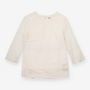 White 100% Cotton Broderie Anglaise Long Sleeve To