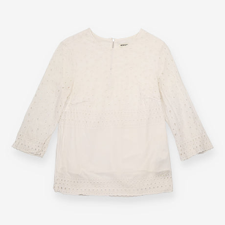 White 100% Cotton Broderie Anglaise Long Sleeve To