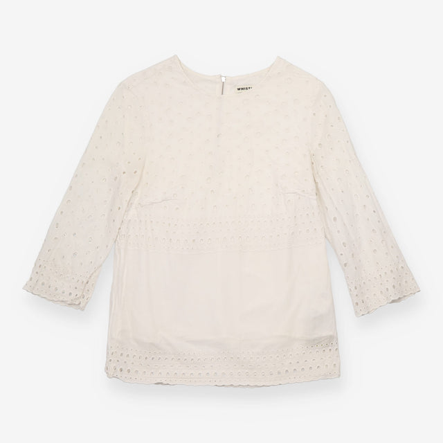White 100% Cotton Broderie Anglaise Long Sleeve To