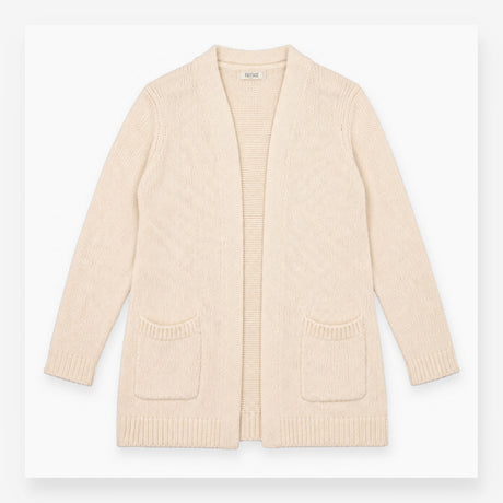 Open Front Chunky Cotton Knit Cardigan Cream