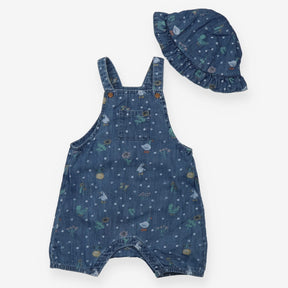 Blue Denim Duck Dungarees + Hat 