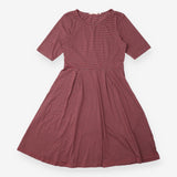 St Enodoc Dress Burgundy Grey Striped Organic Cott