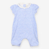 Romper blue floral frill collar