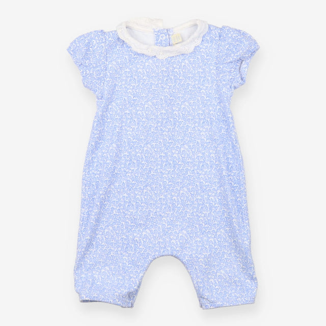 Romper blue floral frill collar