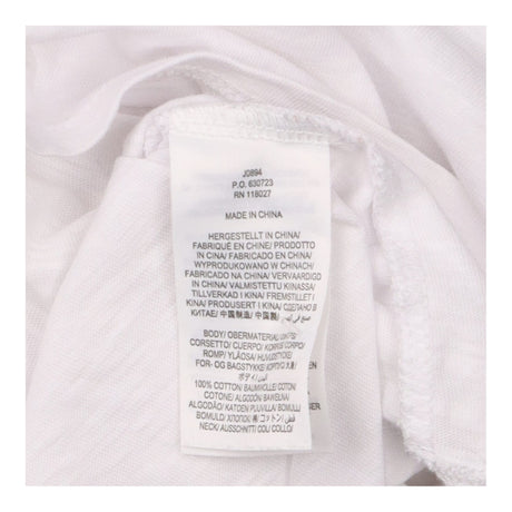 White Colour-Block Cuff Cotton T-Shirt