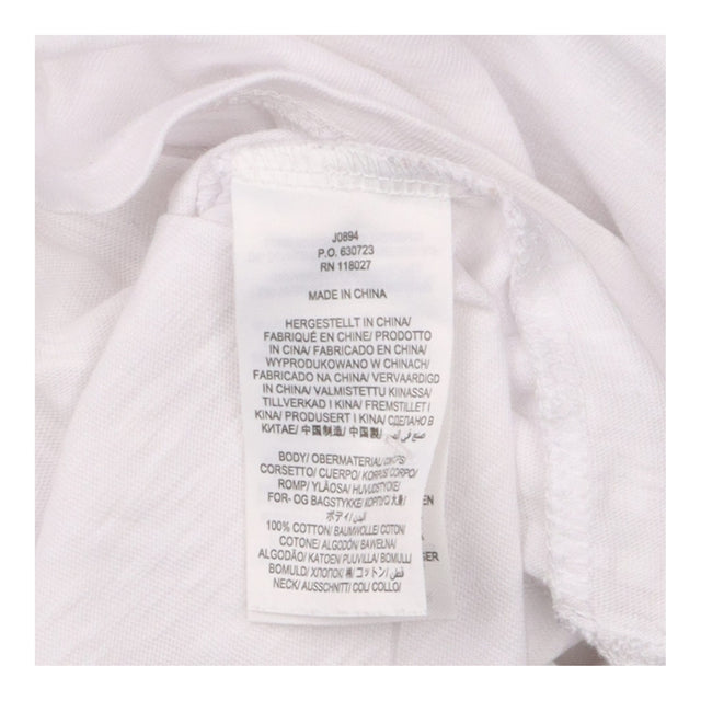 White Colour-Block Cuff Cotton T-Shirt