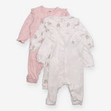 Footless Sleepsuit Floral Pointelle White and Pink