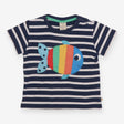 Tee Navy and White Strip with Multi coloured Fish 