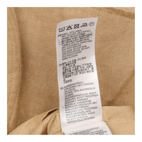 Dress Camel Brown Linen Square Neck Ruched Sleevel