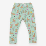 Green Bunny & Flowers Leggings