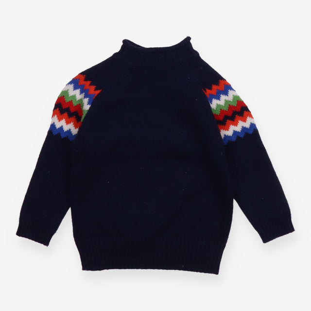 Funnel Neck Sweater Bold Zig Zag
