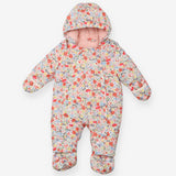 Pramsuit White with Multi Coloured Flowers