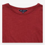 Long Sleeve Top Crew Neck Plain Burgundy Berry
