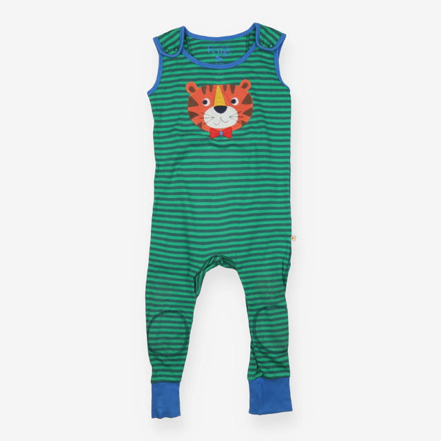 Romper Green stripe Smart Tiger Applique