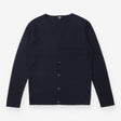 Cardigan Navy Button Front Long Sleeve Minimal Kni