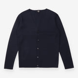 Cardigan Navy Button Front Long Sleeve Minimal Kni
