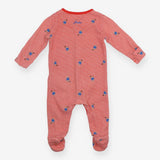 Sleepsuit Red Stripe Beaver Appliques