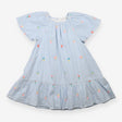 Blue Seersucker Dress with Embroided Ice Creams