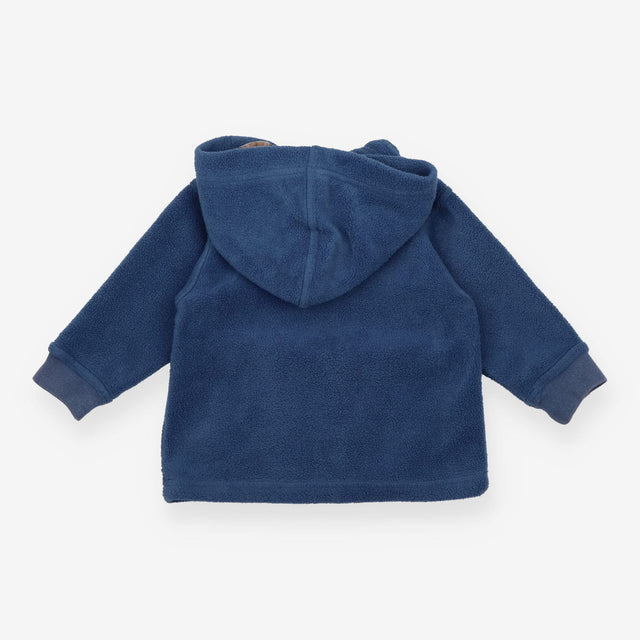 Fleece Hoodie Zipped Blue Embroidered Bear 